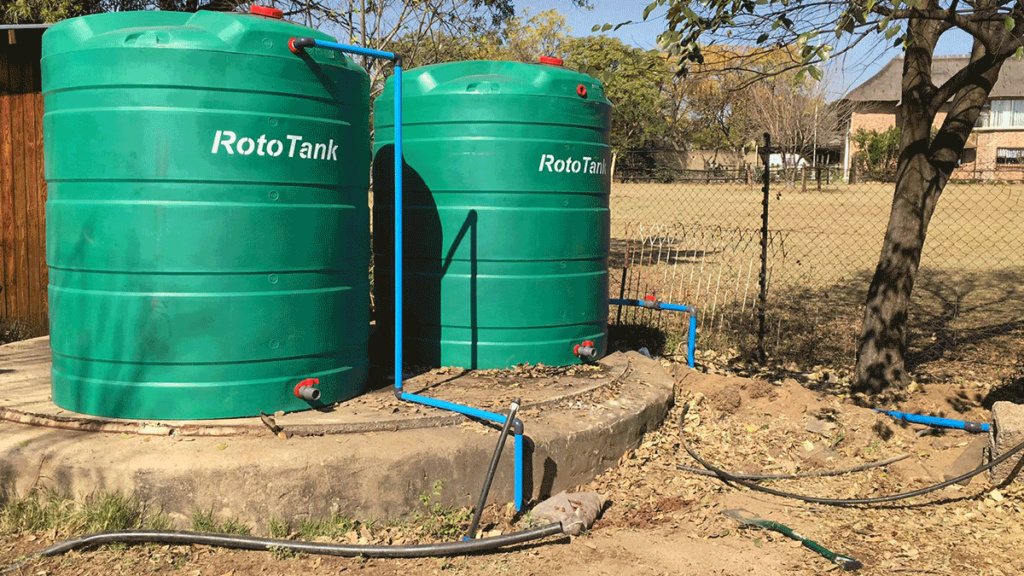 Water tanks with connections.